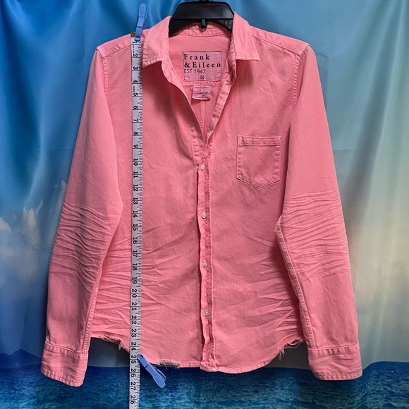 Frank & Eileen BARRY Tailored Button-Up Shirt Famous Denim Size: M Pink - Picture 13 of 16